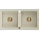 Mexen Mario zlewozmywak granitowy 2-komorowy 820 x 436 mm, beżowy, syfon złoty - 6504822000-69-G