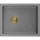 Mexen Pedro zlewozmywak granitowy 1-komorowy 560 x 460 mm, szary, syfon złoty - 6508561000-71-G