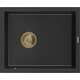 Mexen Pedro zlewozmywak granitowy 1-komorowy 560 x 460 mm, czarny/srebrny metalik, syfon złoty - 6508561000-73-G