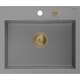 Mexen Oscar zlewozmywak granitowy 1-komorowy 580 x 490 mm, szary, syfon złoty - 6519581000-71-G