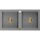Mexen Mario zlewozmywak granitowy 2-komorowy 820 x 436 mm, szary, syfon złoty - 6504822000-71-G