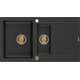 Mexen Matias zlewozmywak granitowy 1,5-komorowy z ociekaczem 900 x 505 mm, czarny/srebrny metalik, syfon złoty - 6502901505-73-G