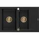 Mexen Gaspar zlewozmywak granitowy 1,5-komorowy z ociekaczem 737 x 475 mm, czarny, syfon złoty - 6507731505-77-G