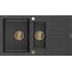 Mexen Matias zlewozmywak granitowy 1,5-komorowy z ociekaczem 900 x 505 mm, czarny nakrapiany, syfon złoty - 6502901505-76-G
