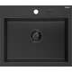 Mexen Oscar zlewozmywak granitowy 1-komorowy 580 x 490 mm, czarny/srebrny metalik, syfon czarny - 6519581000-73-B