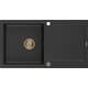 Mexen Leo zlewozmywak granitowy 1-komorowy z ociekaczem 900 x 500 mm, czarny/srebrny metalik, syfon złoty - 6501901010-73-G