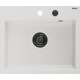 Mexen Oscar zlewozmywak granitowy 1-komorowy 580 x 490 mm, biały, syfon czarny - 6519581000-20-B
