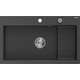Mexen Omar zlewozmywak granitowy 1-komorowy 800 x 480 mm, czarny nakrapiany, syfon chrom - 6520801005-76