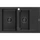 Mexen Gaspar zlewozmywak granitowy 1,5-komorowy z ociekaczem 737 x 475 mm czarny/srebrny metalik, syfon czarny - 6507731505-73-B