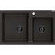 Mexen Tomas zlewozmywak granitowy 2-komorowy 800 x 500 mm, czarny/złoty metalik, syfon czarny - 6516802000-75-B