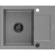 Mexen Enzo zlewozmywak granitowy 1-komorowy z ociekaczem 576 x 465 mm, szary, syfon czarny - 6506571005-71-B