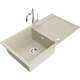 Mexen Leo zlewozmywak granitowy 1-komorowy z ociekaczem i baterią kuchenną Carla, beżowy - 6501-69-670700-00