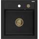 Mexen Vito zlewozmywak granitowy 1-komorowy 520 x 490 mm, czarny, syfon złoty - 6503521000-77-G