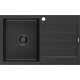 Mexen Bruno zlewozmywak granitowy 1-komorowy z ociekaczem 795 x 495 mm, czarny/srebrny metalik, syfon czarny - 6513791010-73-B