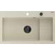 Mexen Omar zlewozmywak granitowy 1-komorowy 800 x 480 mm, beżowy, syfon czarny - 6520801005-69-B