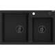 Mexen Tomas zlewozmywak granitowy 2-komorowy 800 x 500 mm, czarny, syfon czarny - 6516802000-77-B