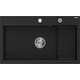 Mexen Omar zlewozmywak granitowy 1-komorowy 800 x 480 mm, czarny, syfon chrom - 6520801005-77