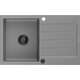 Mexen Bruno zlewozmywak granitowy 1-komorowy z ociekaczem 795 x 495 mm, szary, syfon czarny - 6513791010-71-B