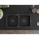 Mexen Mario zlewozmywak granitowy 2-komorowy 820 x 436 mm, czarny, syfon czarny - 6504822000-77-B, изображение 3