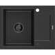 Mexen Enzo zlewozmywak granitowy 1-komorowy z ociekaczem 576 x 465 mm, czarny/srebrny metalik, syfon czarny - 6506571005-73-B