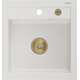 Mexen Vito zlewozmywak granitowy 1-komorowy 520 x 490 mm, biały, syfon złoty - 6503521000-20-G