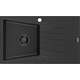 Mexen Cesar zlewozmywak granitowy 1-komorowy z ociekaczem 775 x 470 mm, czarny/srebrny metalik, syfon czarny - 6514771010-73-B