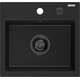 Mexen Milo zlewozmywak granitowy 1-komorowy 435 x 410 mm, czarny, syfon czarny - 6505441000-77-B