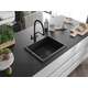 Mexen Pedro zlewozmywak granitowy 1-komorowy 560 x 460 mm, czarny/srebrny metalik, syfon czarny - 6508561000-73-B, 2 image