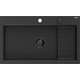 Mexen Omar zlewozmywak granitowy 1-komorowy 800 x 480 mm, czarny/srebrny metalik, syfon czarny - 6520801005-73-B