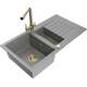 Mexen Matias zlewozmywak granitowy 1,5-komorowy z ociekaczem i baterią kuchenną Duero, szary - 6502-71-671600-50