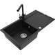 Mexen Leo zlewozmywak granitowy 1-komorowy z ociekaczem i baterią kuchenną Duero, czarny - 6501-77-671600-70