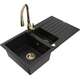 Mexen Matias zlewozmywak granitowy 1,5-komorowy z ociekaczem i baterią kuchenną Savita, czarny - 6502-77-672601-50
