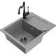 Mexen Enzo zlewozmywak granitowy 1-komorowy z ociekaczem i baterią kuchenną Carla, szary - 6506-71-670700-70-B