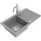 Mexen Pablo zlewozmywak granitowy 1-komorowy z ociekaczem i baterią kuchenną Carla, szary - 6510-71-670700-00