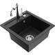 Mexen Vito zlewozmywak granitowy 1-komorowy z baterią kuchenną Carla, czarny/srebrny metalik - 6503-73-670700-00
