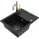 Mexen Enzo zlewozmywak granitowy 1-komorowy z ociekaczem i baterią kuchenną Carla, czarny - 6506-77-670700-50-B