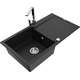 Mexen Leo zlewozmywak granitowy 1-komorowy z ociekaczem i baterią kuchenną Rita, czarny  - 6501-77-670300-00