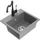 Mexen Milo zlewozmywak granitowy 1-komorowy z baterią kuchenną Carla, szary - 6505-71-670700-70