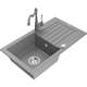 Mexen Pablo zlewozmywak granitowy 1-komorowy z ociekaczem i baterią kuchenną Carla, szary - 6510-71-670700-71