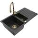 Mexen Matias zlewozmywak granitowy 1,5-komorowy z ociekaczem i baterią kuchenną Savita, czarny/srebrny - 6502-73-672601-50