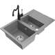 Mexen Gaspar zlewozmywak granitowy 1,5-komorowy z ociekaczem i baterią kuchenną Carla, szary - 6507-71-670700-70