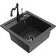 Mexen Vito zlewozmywak granitowy 1-komorowy z baterią kuchenną Carla, czarny nakrapiany - 6503-76-670700-70-B