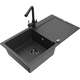 Mexen Leo zlewozmywak granitowy 1-komorowy z ociekaczem i baterią kuchenną Duero, czarny nakrapiany - 6501-76-671600-70-B
