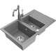 Mexen Gaspar zlewozmywak granitowy 1,5-komorowy z ociekaczem i baterią kuchenną Carla, szary - 6507-71-670700-71