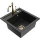 Mexen Vito zlewozmywak granitowy 1-komorowy z baterią kuchenną Carla, czarny/srebrny metalik - 6503-73-670700-50