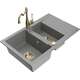 Mexen Gaspar zlewozmywak granitowy 1,5-komorowy z ociekaczem i baterią kuchenną Carla, szary - 6507-71-670700-50
