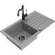 Mexen Pablo zlewozmywak granitowy 1-komorowy z ociekaczem i baterią kuchenną Carla, szary - 6510-71-670700-70-B