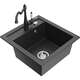 Mexen Vito zlewozmywak granitowy 1-komorowy z baterią kuchenną Carla, czarny nakrapiany - 6503-76-670700-76