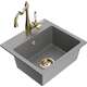 Mexen Milo zlewozmywak granitowy 1-komorowy z baterią kuchenną Carla, szary - 6505-71-670700-50