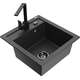 Mexen Vito zlewozmywak granitowy 1-komorowy z baterią kuchenną Rita, czarny nakrapiany - 6503-76-670300-70-B